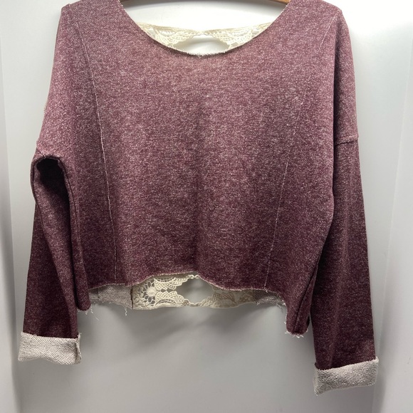 Crop top sweatshirt lace back - Picture 1 of 5